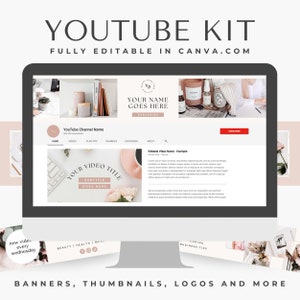 Youtube Branding Kit Youtube Channel Branding Kit Youtube Templates Canva Editable Youtube Thumbnails Youtube Banners Intros and Outros
