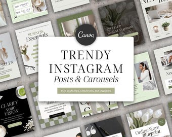Coaching Instagram Canva Template Instagram Template Bundle for Coach Consultant Therapist Business owner Green Instagram post carousels