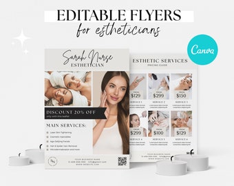 Editable Flyer Template, Book Now Flyer, Nurse Injector Templates, Esthetician templates, Beauty Flyer Templates Design, Printable Flyer