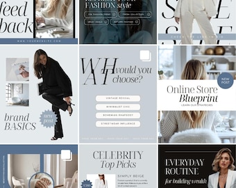 Blue Instagram Templates Canva Posts and Carousels Instagram Template Therapist coach consultant business owner
