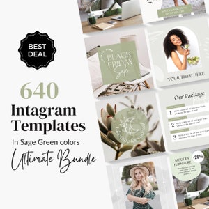 Instagram Post Templates Canva Templates Bundle Marketing Templates Instagram Engagement Posts Instagram Stories and Posts Instagram Green