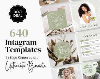 Instagram Post Templates Canva Templates Bundle Marketing Templates Instagram Engagement Posts Instagram Stories and Posts Instagram Green
