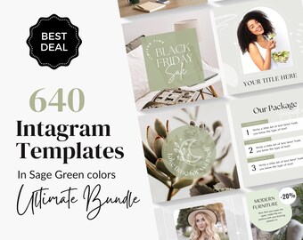 Instagram Post Templates Canva Templates Bundle Marketing Templates Instagram Engagement Posts Instagram Stories and Posts Instagram Green