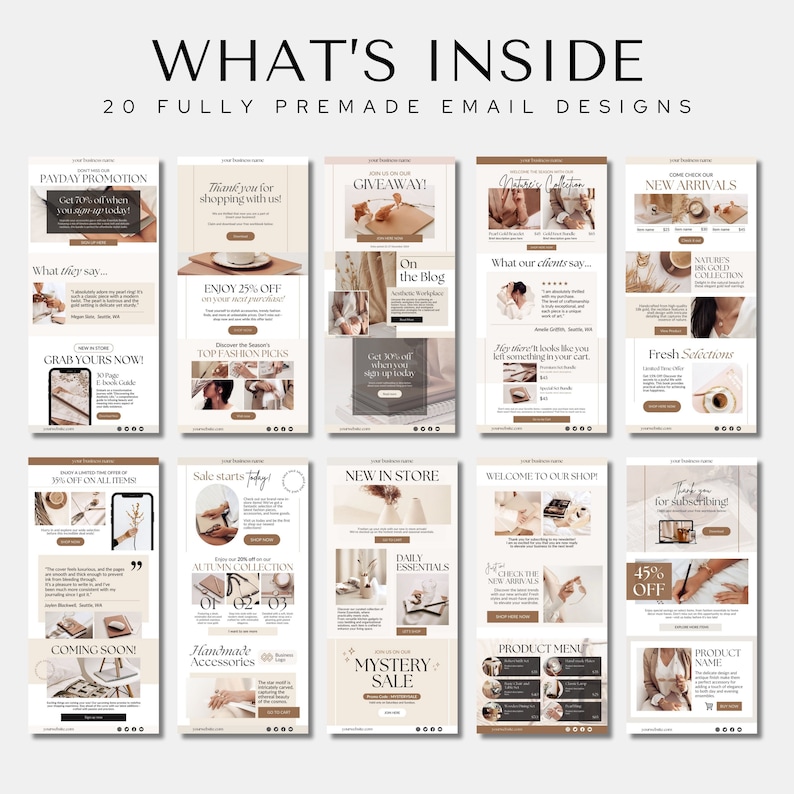 Email Template Email Newsletter template Pack Email Marketing Canva Template MailChimp FloDesk ConvertKit  Klaviyo Email design Bundle Brown