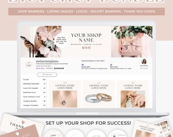 Etsy Shop Banner Kit Etsy Canva Banners Etsy Store Listing Images Simple Elegant Branding Canva Design Etsy Small business Etsy seller