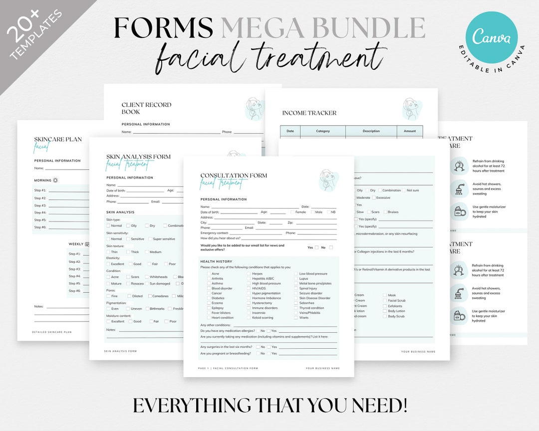 Facial Consent Forms, Facial Treatment Forms, Printable Skincare ...