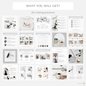 Peut inclure: Un ensemble de 25 mod&egrave;les de publication Instagram pour les listes de boutiques Etsy. Les mod&egrave;les pr&eacute;sentent un design minimaliste avec un sch&eacute;ma de couleurs gris et blanc. Les mod&egrave;les comprennent des sections pour les informations sur le produit, les caract&eacute;ristiques, la fa&ccedil;on de passer une commande, le tableau des tailles, les t&eacute;moignages, etc.