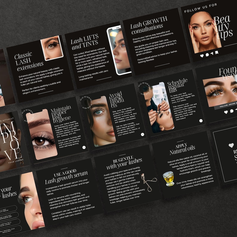 Lash Tech Artist Instagram Template Canva Lash Stylist Post Templates ...
