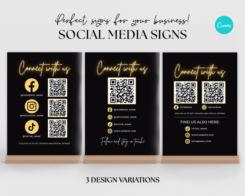 Follow Us on Social Media Sign, Social Media QR Code Sign Template, QR ...
