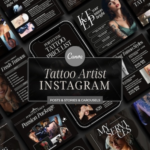 Tattoo Artist Instagram Template Tattoo Meister Social Media Template Schwarz Tattoo Pracktiker Tattoo Studio Dunkel Instagram Aesthetics Canva