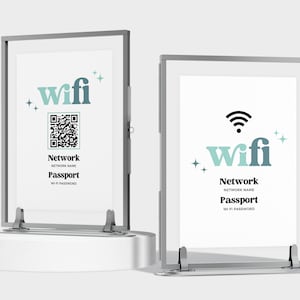 WIFI Password Sign Printable Wifi Sign Internet sign wifi poster Wifi password editable template wifi sign qr code Instant Download Canva