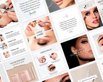 100 Lash Instagram Templates, Instagram post lash, instagram Templates lashes, Lash Artist Instagram Templates für Canva, Lash Tech ig Feed