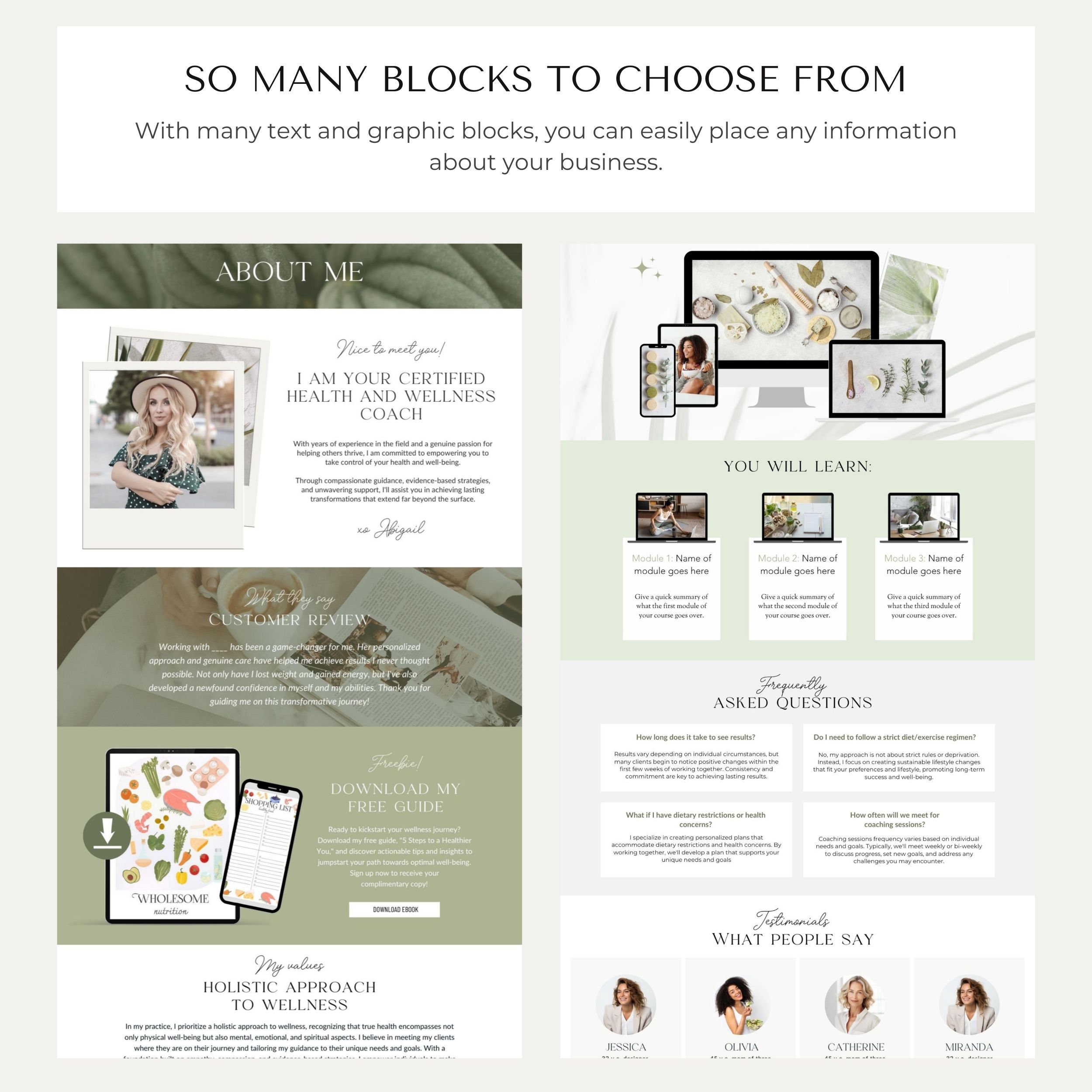 Health Coach Template Website Wellness Coach Template Canva Website ...
