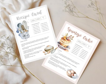 Recipe Page Canva Templates Recipe card Printable Recipe Book Page Editable Recipe Template Simple Recipe Card Template Minimalist Recipe