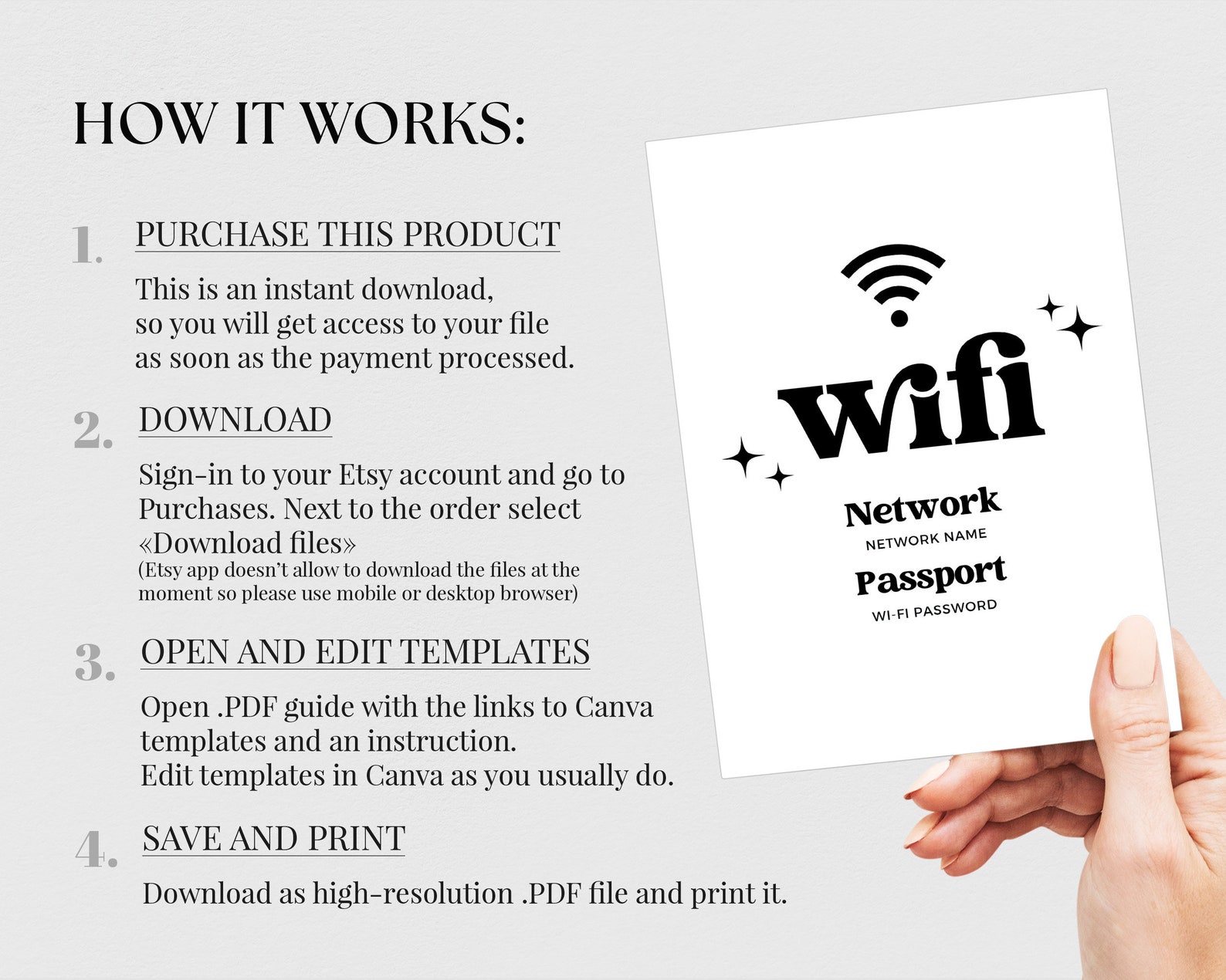 Wifi QR Code Sign, Printable Wifi Sign, Editable Wifi Password Sign ...