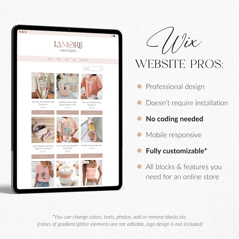 E-commerce website Wix website Template Wix website design Online store Online shop template Wix Template Wix Theme Wix Layout Wix Shop Pink