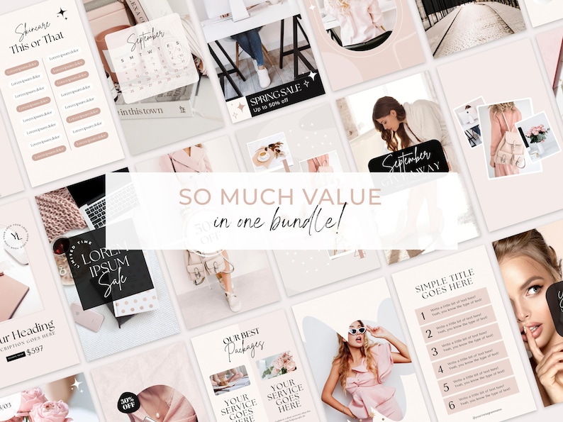 Instagram Bundle Pink Instagram Post Templates Minimal Boho Instagram Instagram Templates Kit Beauty Social Media Template Canva Blogger