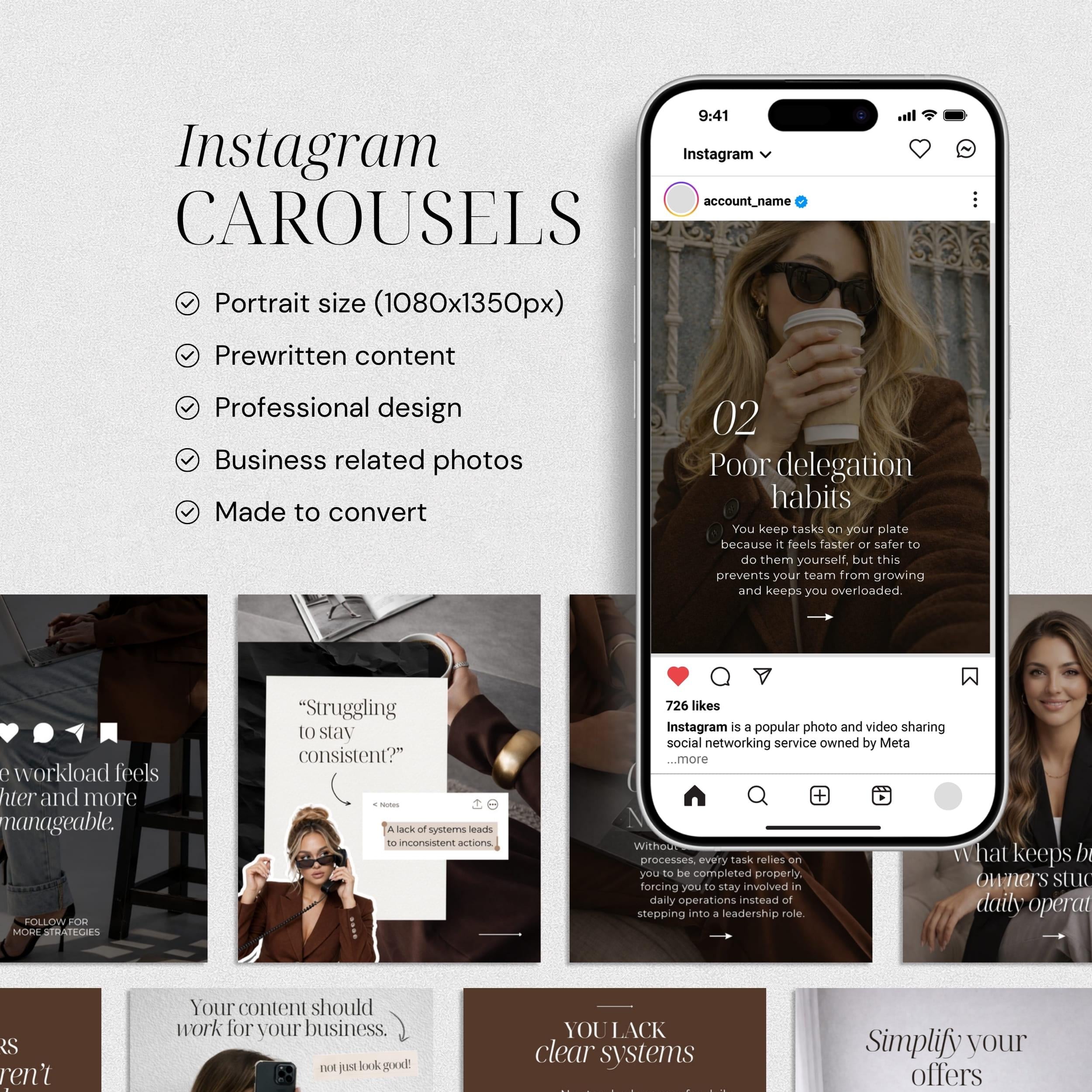 Elegant Instagram Carousel Templates Neutral Aesthetic Instagram Posts ...