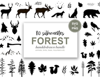 Forest svg bundle | Rustic svg bundle | Forest svg | Forest svg clipart - animals, trees, mountains, birds, woods