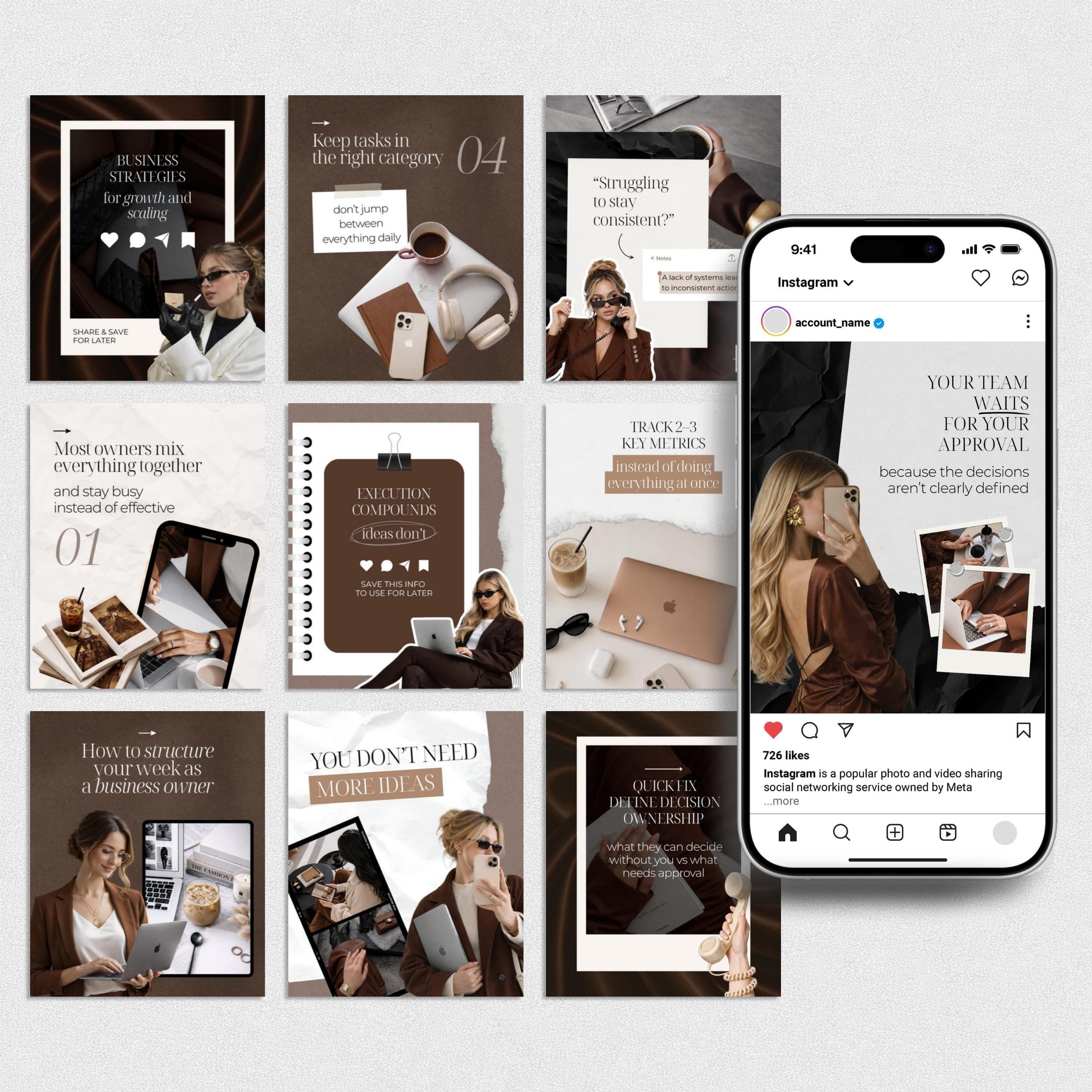 Elegant Instagram Carousel Templates Neutral Aesthetic Instagram Posts ...