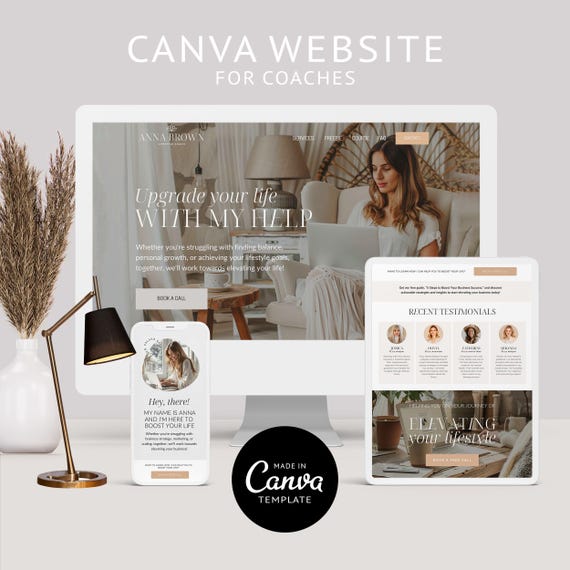 Coach website Canva Template for Coach Landing Page Website Life Coach Website Canva Sales Page Template Coaching Website Design Canva Boho