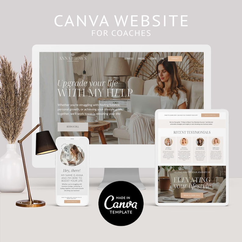 Coach website Canva Template for Coach Landing Page Website Life Coach Website Canva Sales Page Template Coaching Website Design Canva Boho