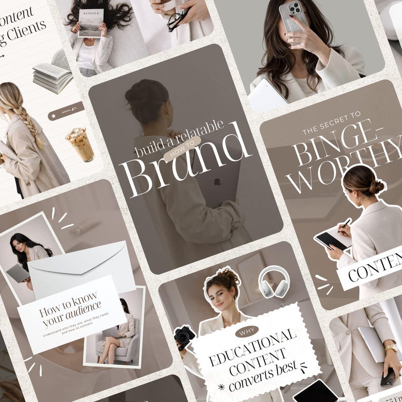Elegant Instagram Carousel Templates Beige Neutral Aesthetic Canva Templates for Coaches Creators Personal Brands Editable Portrait IG Posts
