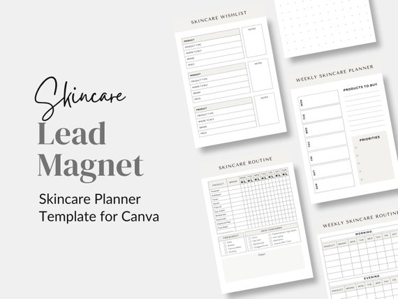 Skincare Planner Printable, Esthetician Lead Magnet (Canva Template)