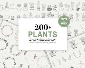 Pakiet botaniczny SVG | Clipart botaniczny SVG | Pakiet kwiatowy SVG | Liście i gałęzie kwiatów SVG | Rośliny botaniczne SVG | Kaktusy SVG