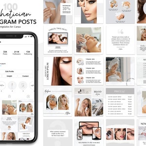 100 plantillas de Instagram para esteticistas en Canva