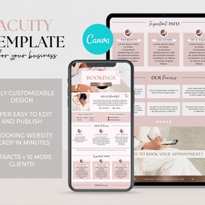 Modello di acuità rosa, progettazione del sito di prenotazione di acuità, modello di sito web di acuità, pianificazione di acuità, sito di acuità fai da te, modello di pianificazione Squarespace