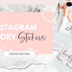 Instagram story stickers for winter and holiday content. Instagram story sticker elements and lettering