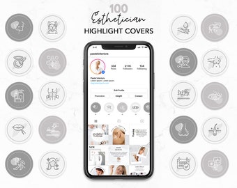 100 Esthetician Highlight Covers, Instagram highlight templates Canva, Instagram story Highlights, IG Highlight Icons, Beauty specialist