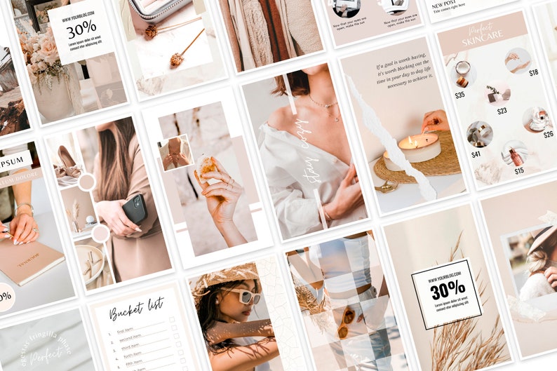 Canva Instagram-mallar | Instagram-mallpaket | Canva-mallkit | Instagram-varumärkesbyggandekit | Canva Blogger-mallneutral bild 6
