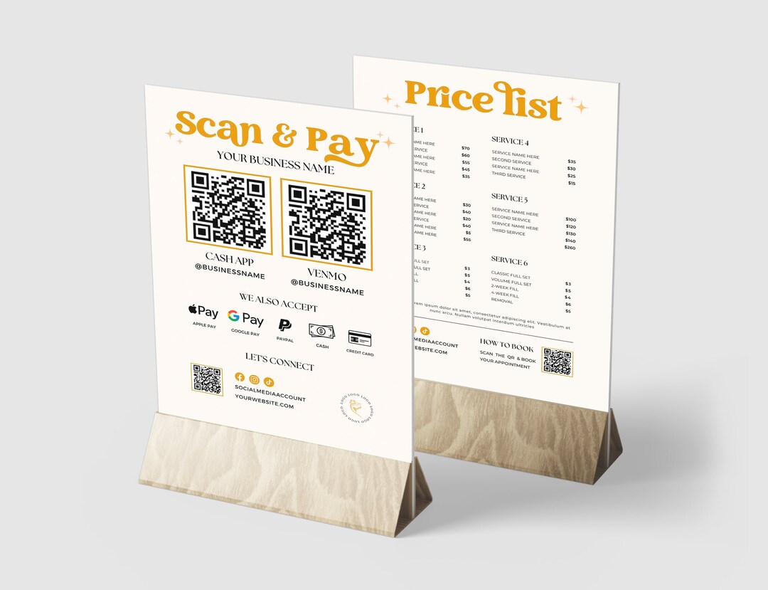 Qr Code Sign Pament Editable QR Code Sign, Printable Payment Sign, Scan to Pay Template ...