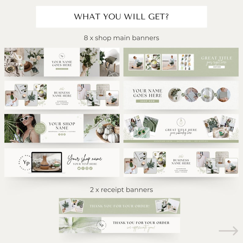 Etsy Shop Kit Etsy Banners Templates Etsy Store Banner Etsy Shop Branding Kit Etsy Shop Bundle Etsy Canva Banners Canva Templates Green