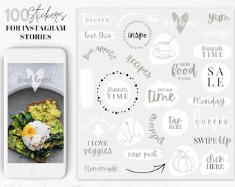 Food Instagram Story Stickers, Everyday Basics green stickers, instagram story sticker: cafe, restaurant, dietitian, nutritionist, recipe
