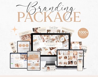 1000 Branding Kit Templates Neutral Social media Template Boho Branding Templates Canva Small business templates Branding package all-in-one