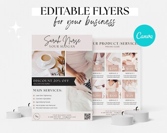 Flyer Template Editable, Book Now Flyer, Flyer Design, Flyer Template Canva, Beauty Flyer Template Printable Flyer Marketing Business Flyer