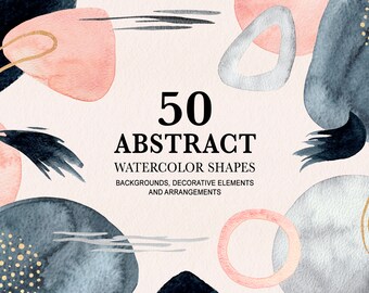 Abstract watercolor shapes and backgrounds. Abstract watercolor shapes clipart. Dark watercolor textures and shapes. Watercolor papers