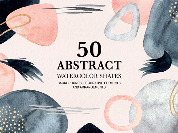Abstract watercolor shapes and backgrounds. Abstract watercolor shapes clipart. Dark watercolor textures and shapes. Watercolor papers