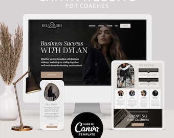 Canva-sjabloon voor coachwebsite voor coach Bestemmingspagina voor coach Coachingwebsite Life Coach-website Canva-verkooppaginasjabloon ontwerp voor coaching-website