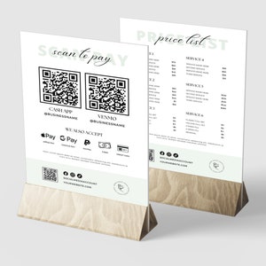 Bearbeitbare Scan-to-Pay-Karte, bearbeitbares QR-Code-Zeichen, druckbares Zahlungszeichen, Scan-to-Pay-Vorlage, Scan-to-Pay-Zeichen, CashApp PayPal Venmo-Zeichen