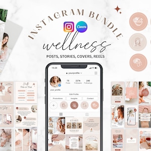 340 modèle instagram santé et bien-être, bundle instagram, modèle instagram spirituel, modèles instagram Canva, entreprise de bien-être