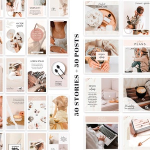 Canva Instagram Templates | Instagram Template Bundle | Canva Templates Bundle Kit | Instagram Branding Kit | Canva Blogger Template Neutral