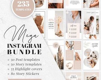 Canva Instagram テンプレート | Instagram テンプレート バンドル | Canva テンプレート バンドル キット | Instagram ブランディング キット | Canva Blogger テンプレート ニュートラル