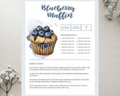 Editable Recipe Template Printable Recipe Book Page Canva recipe card template Recipe Page for home cooks food bloggers Simple recipe card