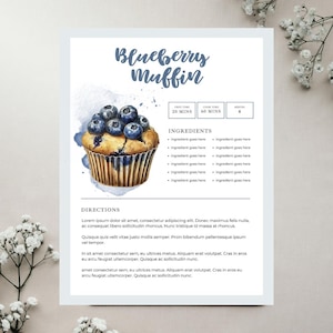 Editable Recipe Template Printable Recipe Book Page Canva recipe card template Recipe Page for home cooks food bloggers Simple recipe card