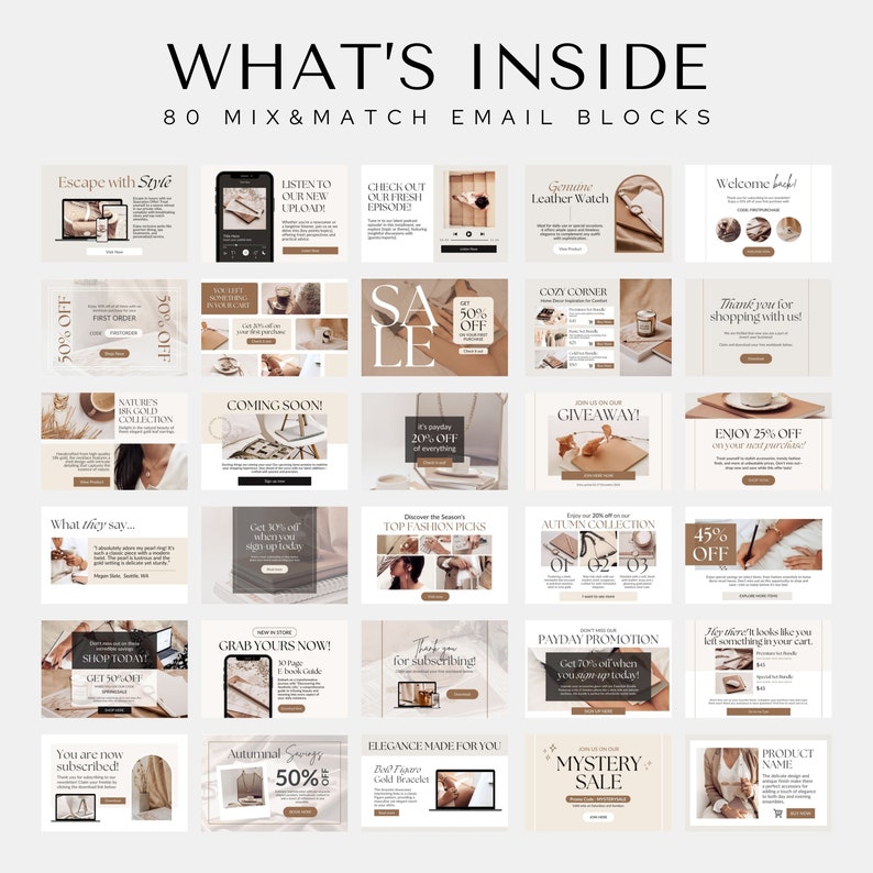 Email Template Email Newsletter template Pack Email Marketing Canva Template MailChimp FloDesk ConvertKit  Klaviyo Email design Bundle Brown