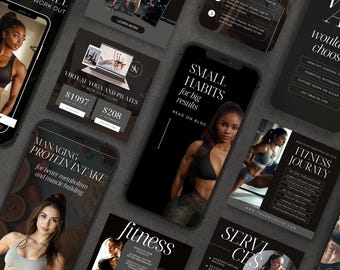 パーソナルトレーナーのInstagramテンプレート フィットネスコーチのInstagramテンプレート投稿 ジムトレーナー フィットネストレーナー ソーシャルメディア ダークInstagramウェルネス